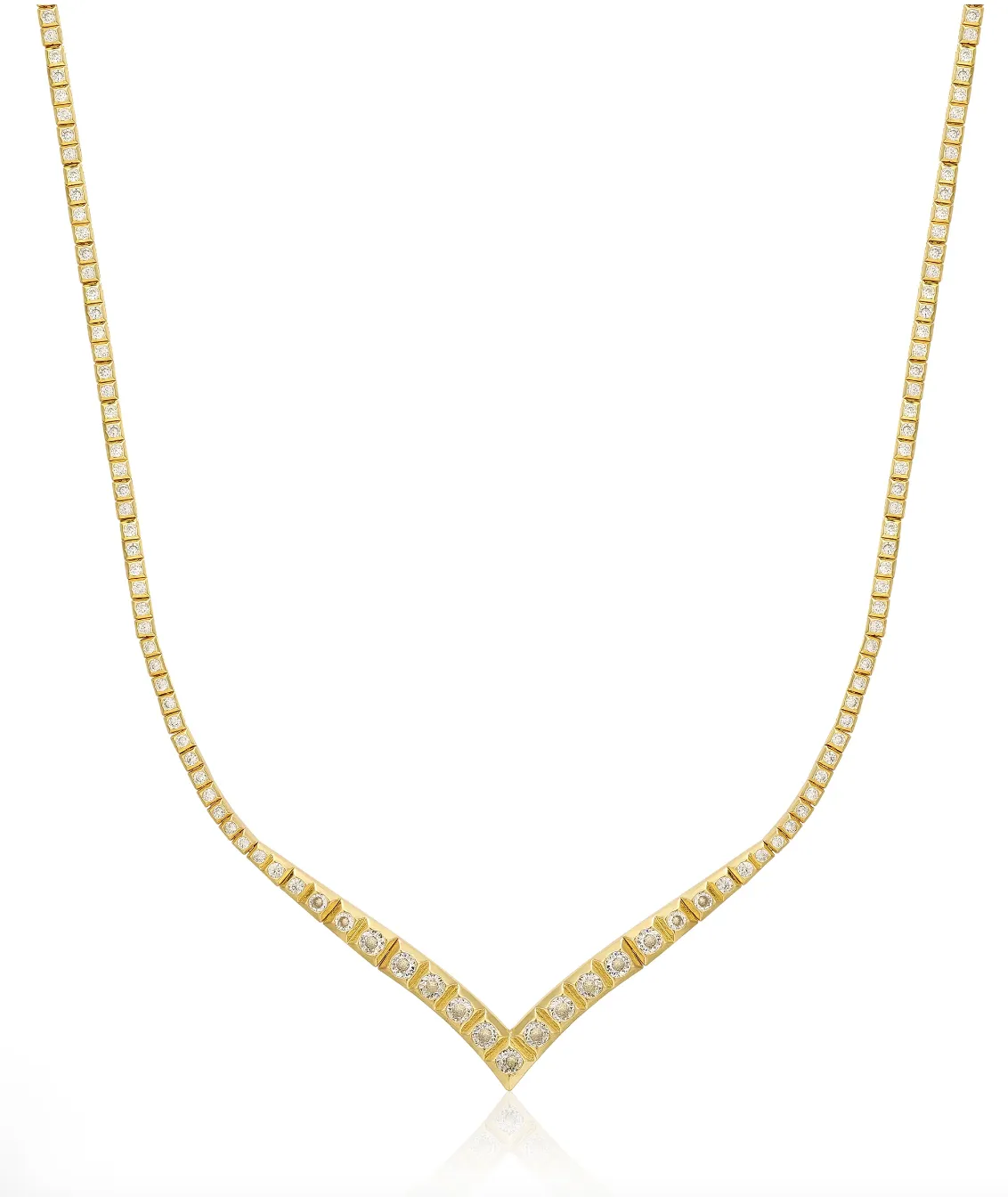 PYRAMID V TENNIS NECKLACE- GOLD