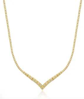 PYRAMID V TENNIS NECKLACE- GOLD