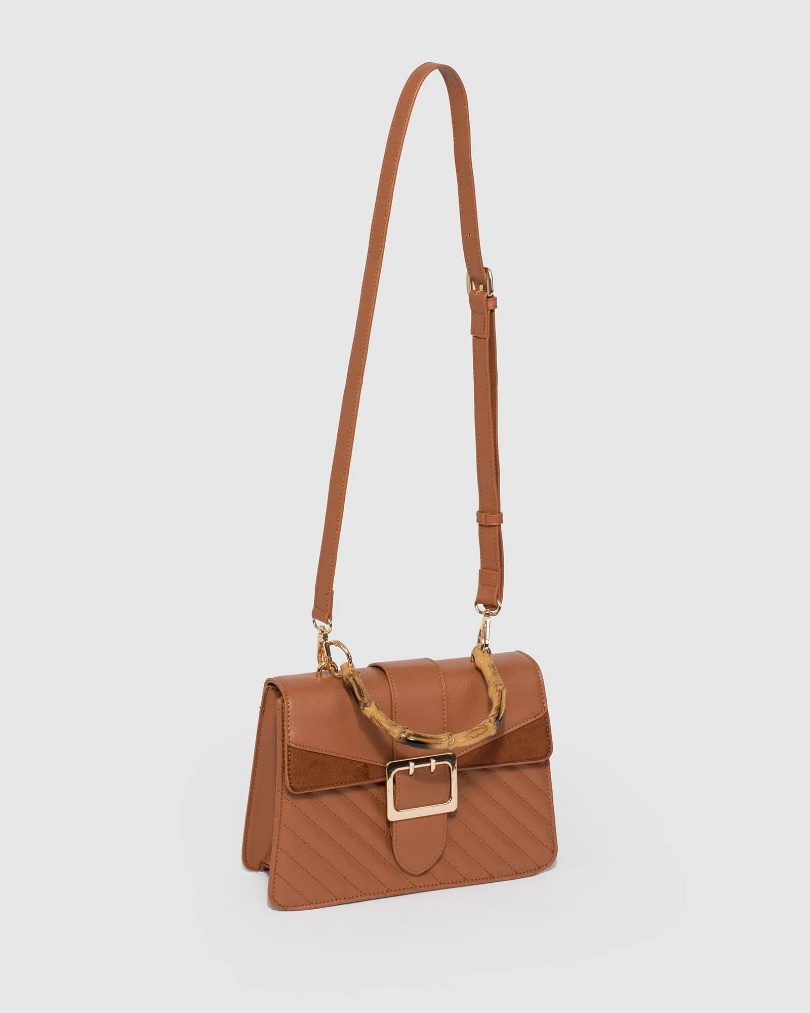 Rachel Handle Small Tan Crossbody Bag