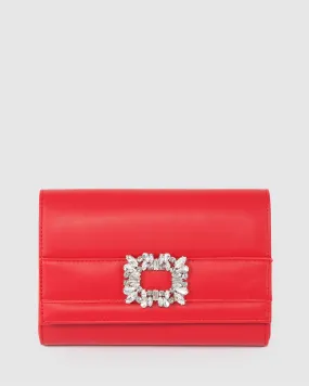 Red Eve Crystal Buckle Clutch Bag