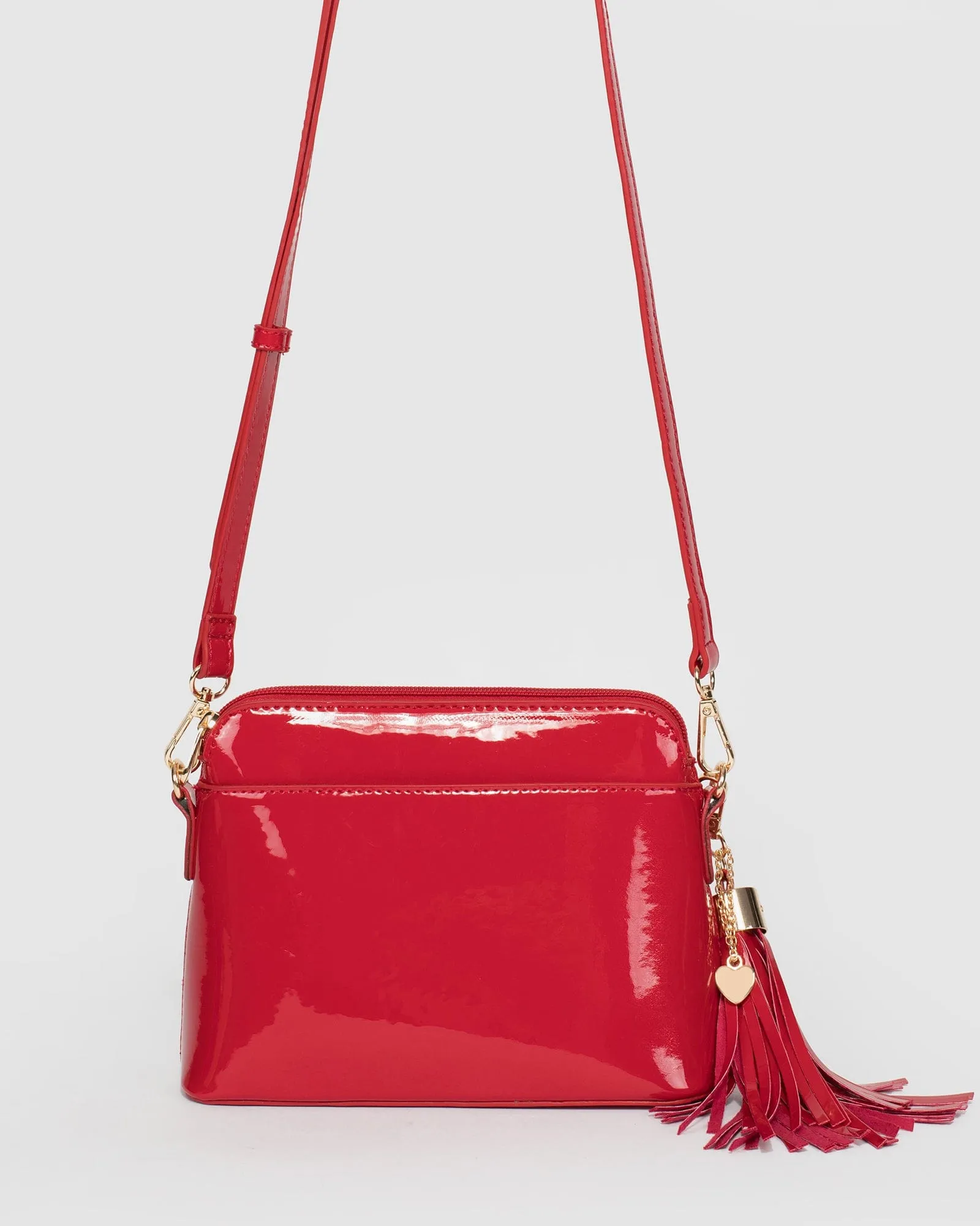 Red Karen Heart Charm Crossbody Bag