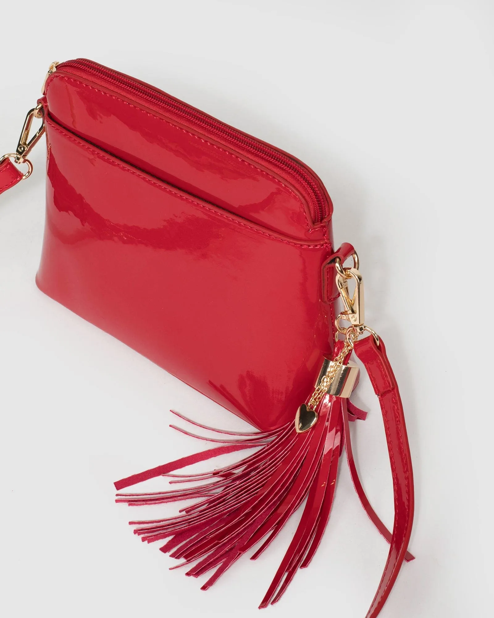 Red Karen Heart Charm Crossbody Bag