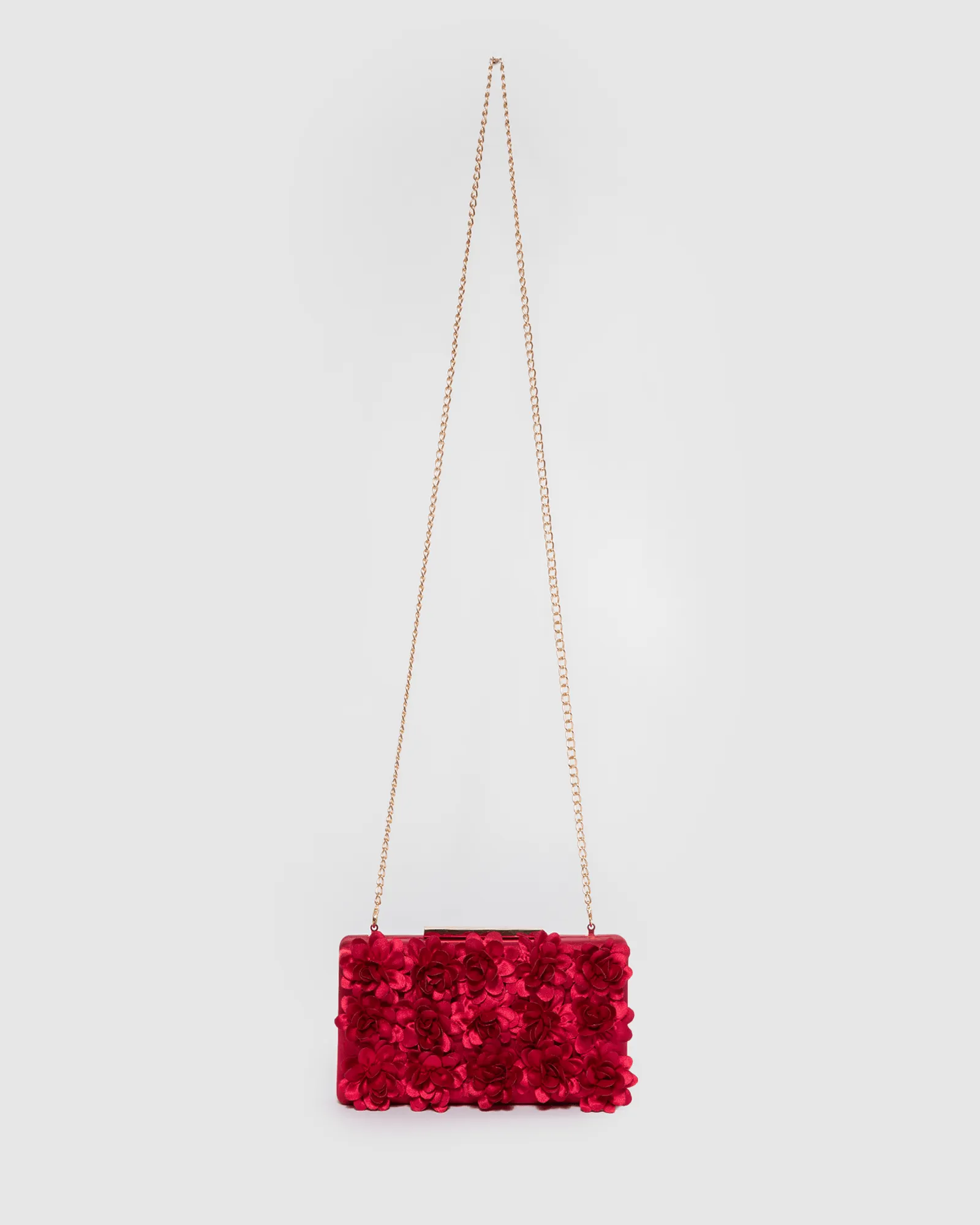 Red Olivia Hardcase Rose Clutch Bag