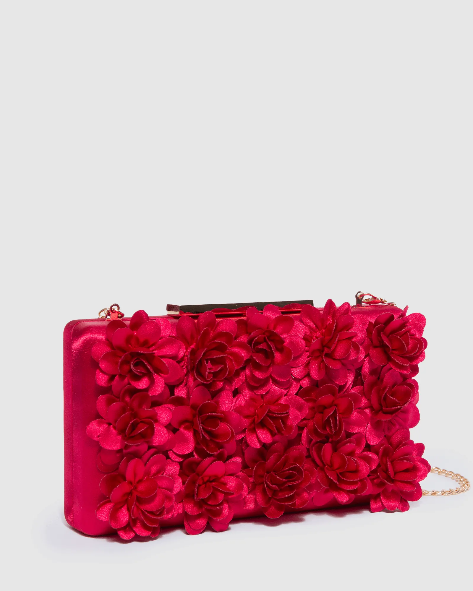 Red Olivia Hardcase Rose Clutch Bag