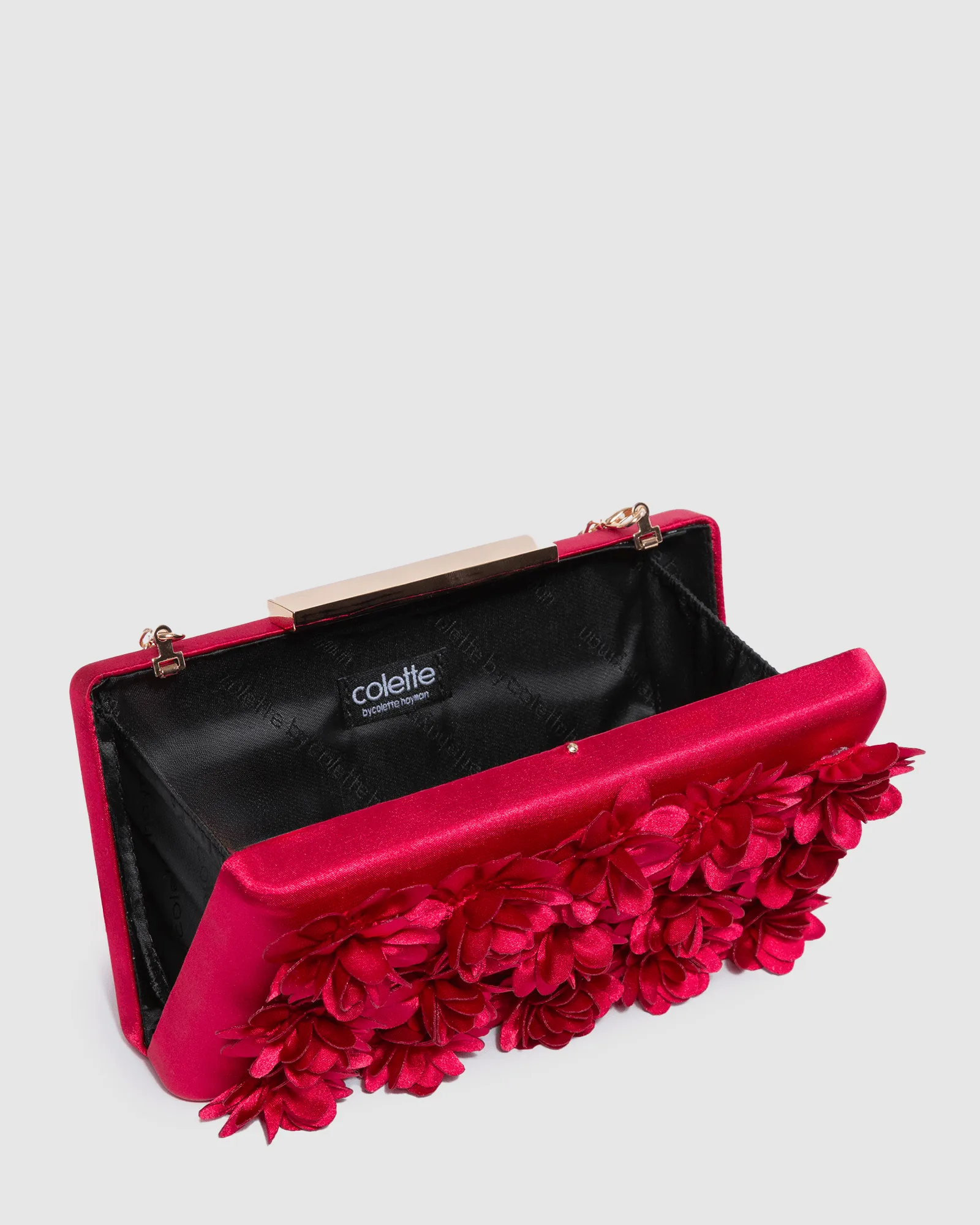 Red Olivia Hardcase Rose Clutch Bag