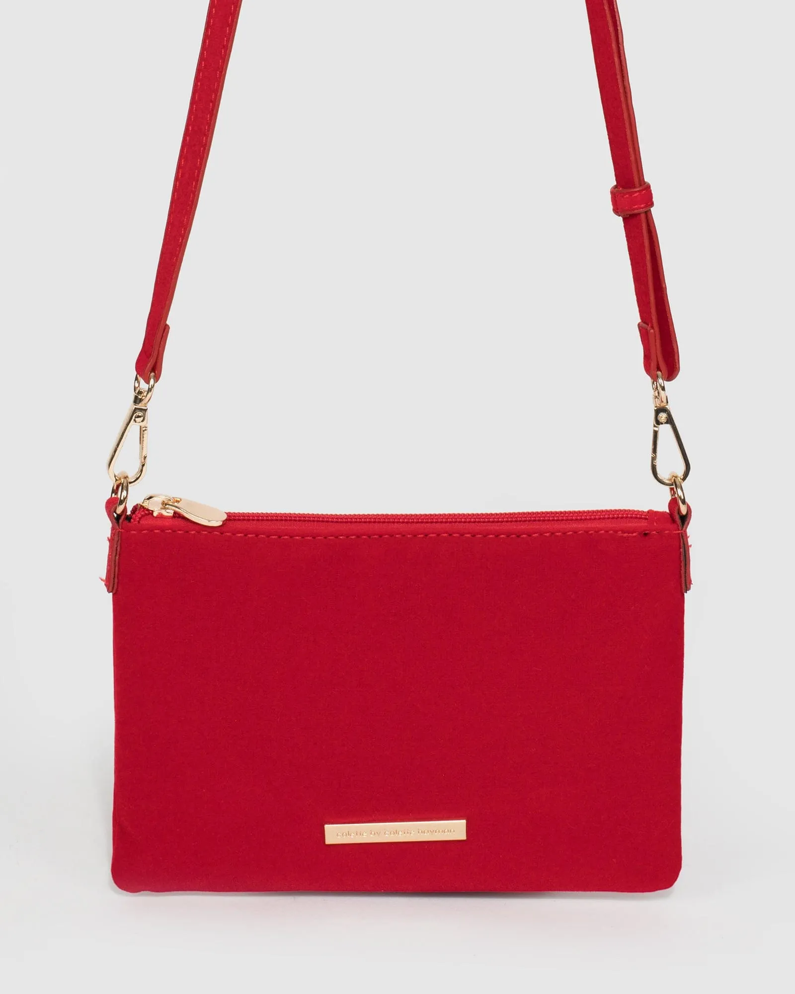 Red Peta Plate Chain Strap Crossbody Bag