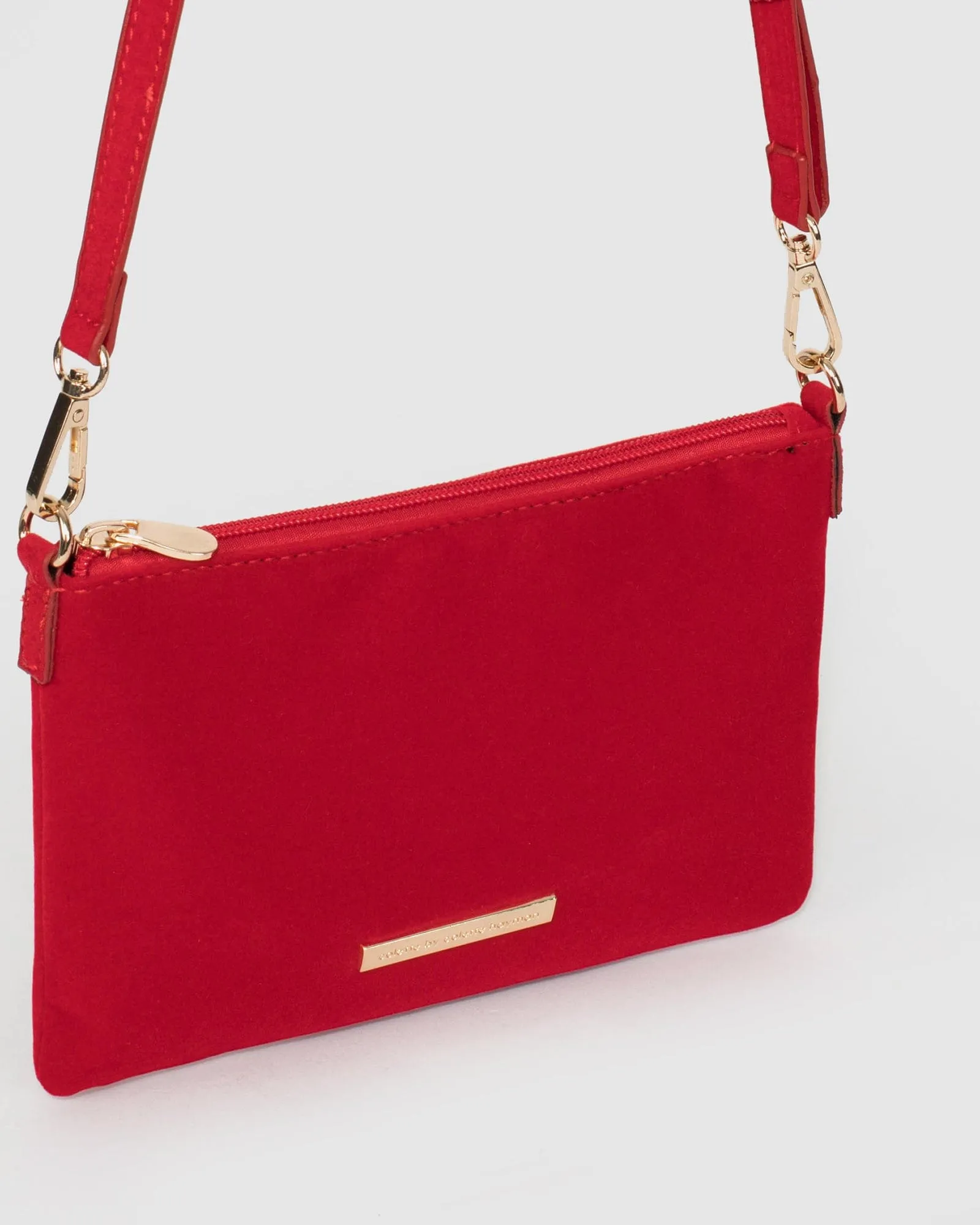 Red Peta Plate Chain Strap Crossbody Bag