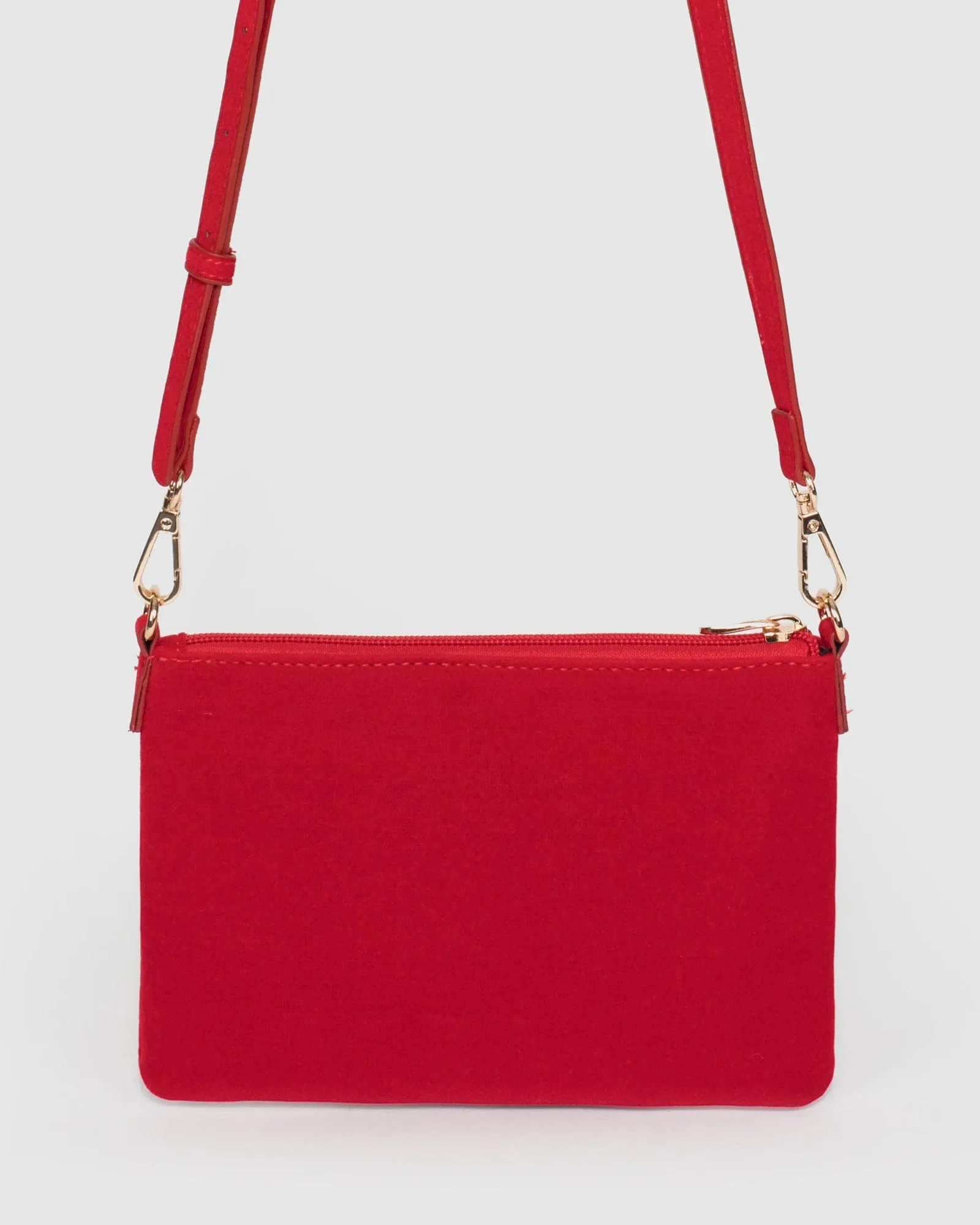 Red Peta Plate Chain Strap Crossbody Bag