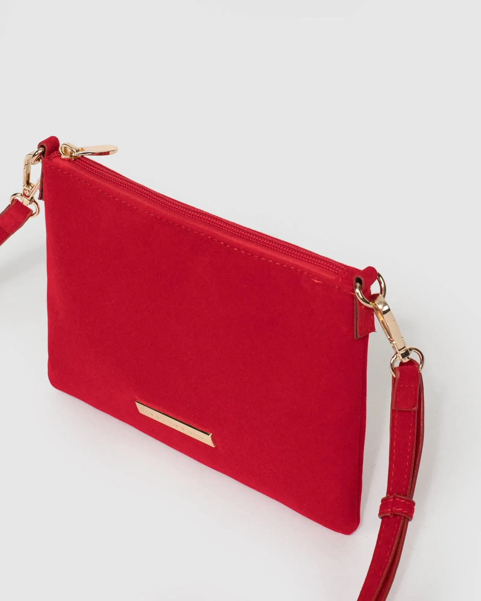 Red Peta Plate Chain Strap Crossbody Bag