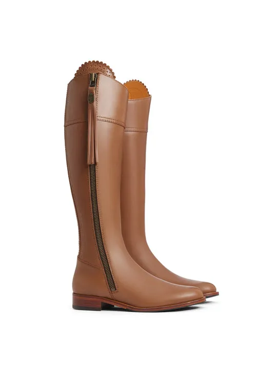 Regina tan leather Flat Knee-high Boots        - Regular Fit