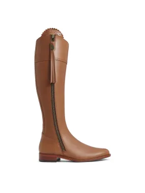 Regina tan leather Flat Knee-high Boots        - Regular Fit