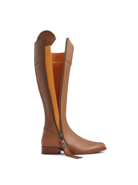 Regina tan leather Flat Knee-high Boots        - Regular Fit