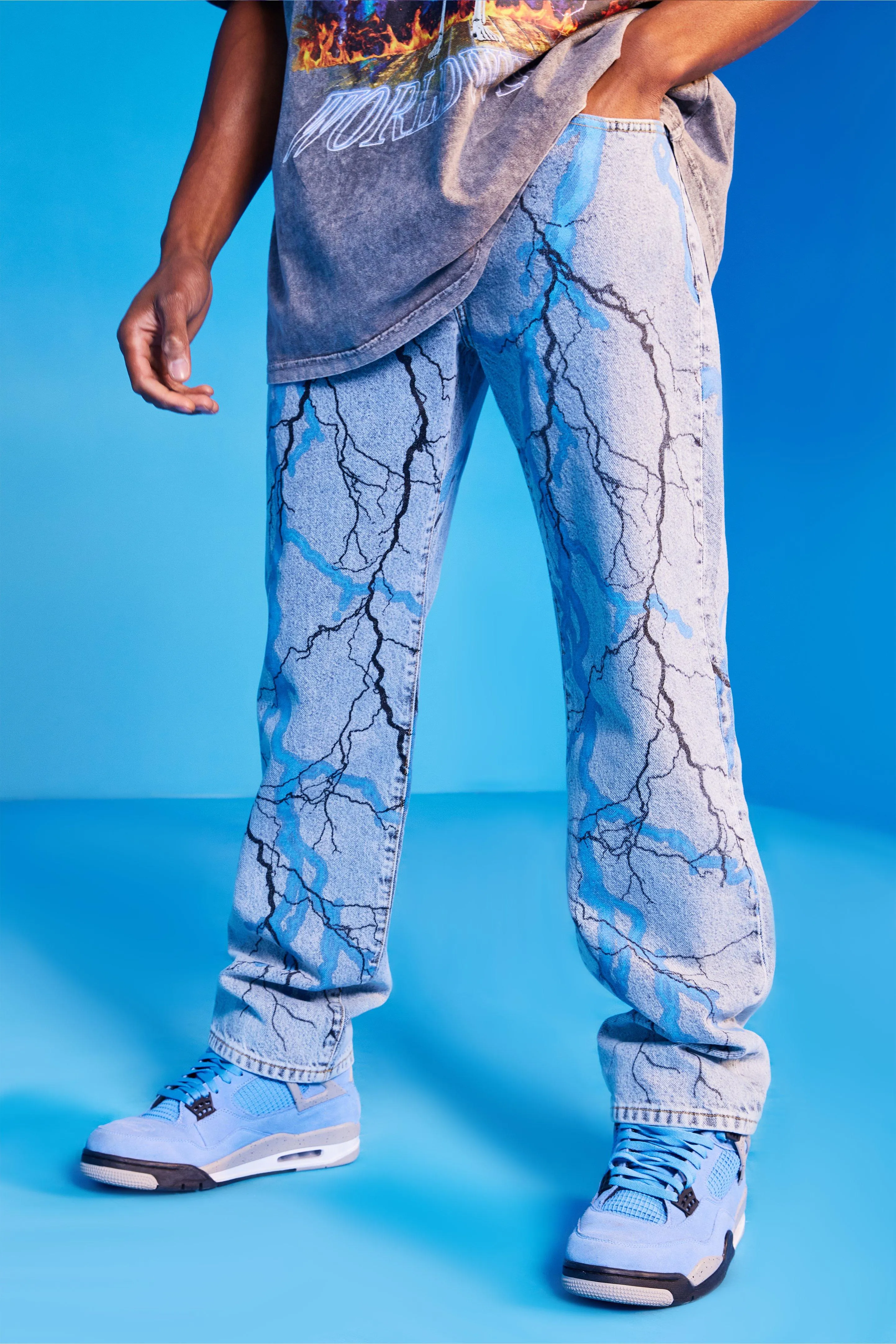 Relaxed Fit Blue Lightning Jeans