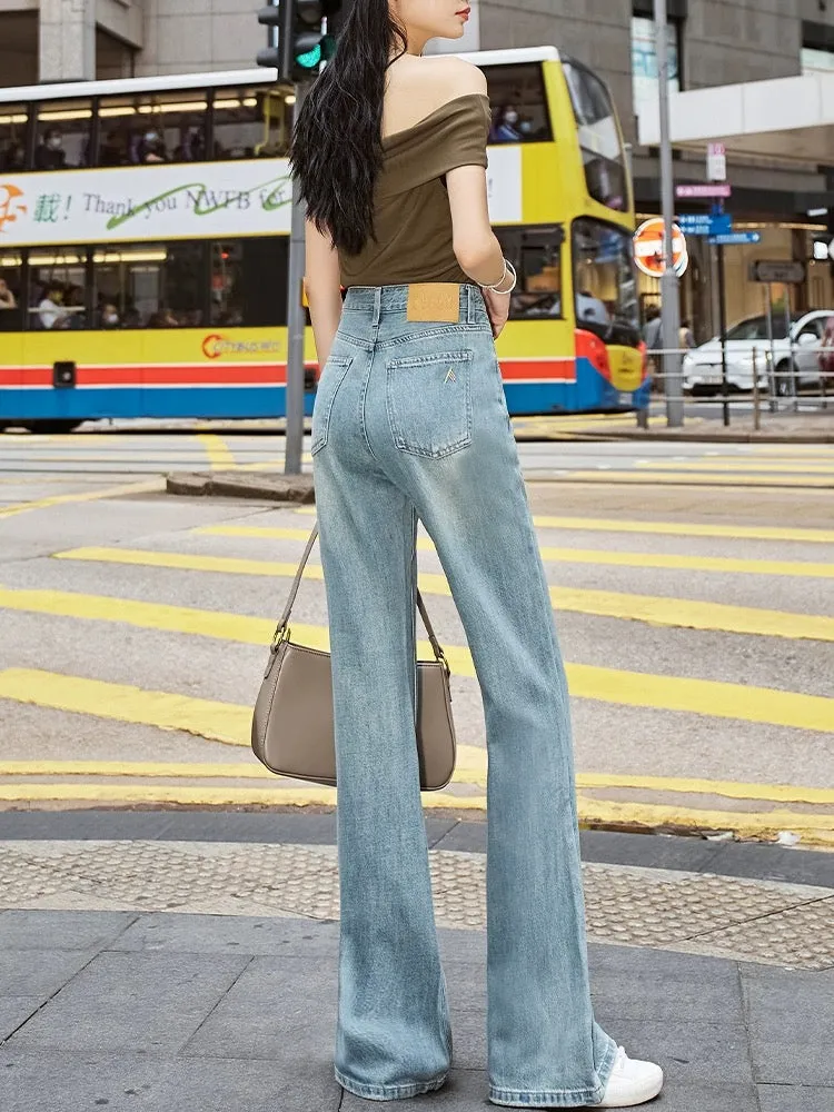 Retro high waist flared jeans for women, slim 2024 spring new style design, slim fit, drapey flared pants