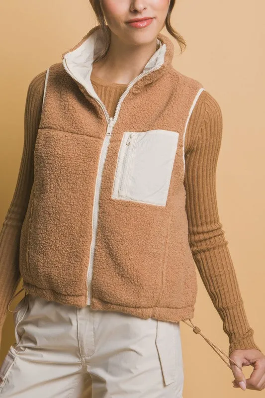 Reversible Fleece Vest (Camel)