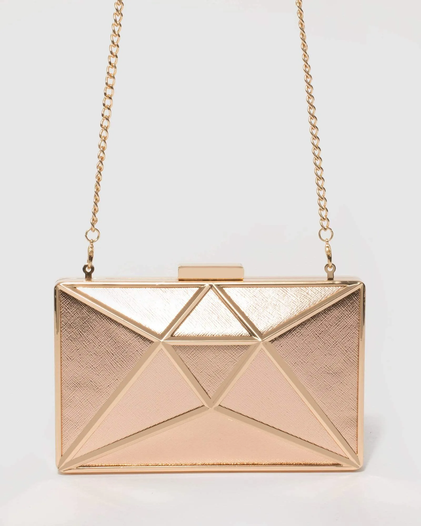 Rose Gold Geometric Large Clutch Bag