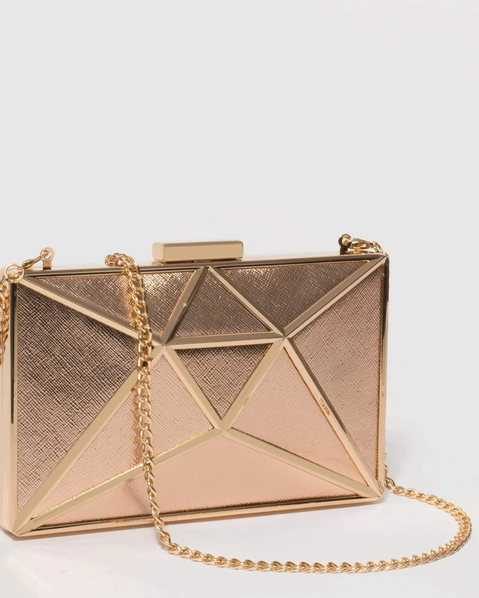 Rose Gold Geometric Large Clutch Bag