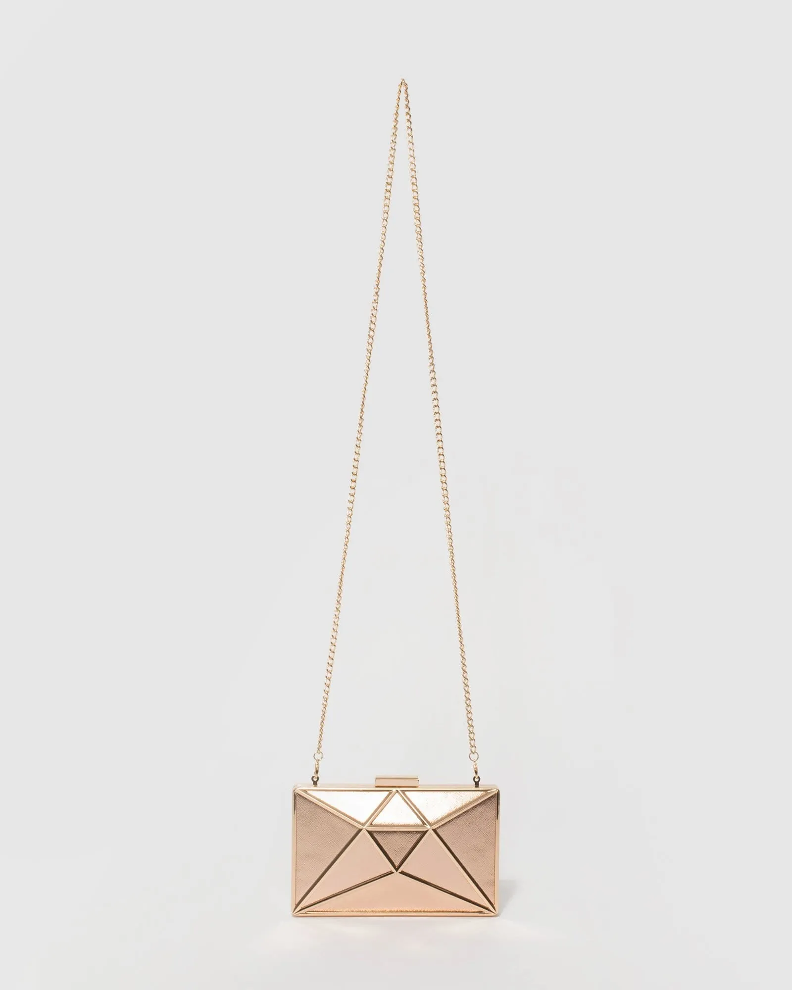 Rose Gold Geometric Large Clutch Bag