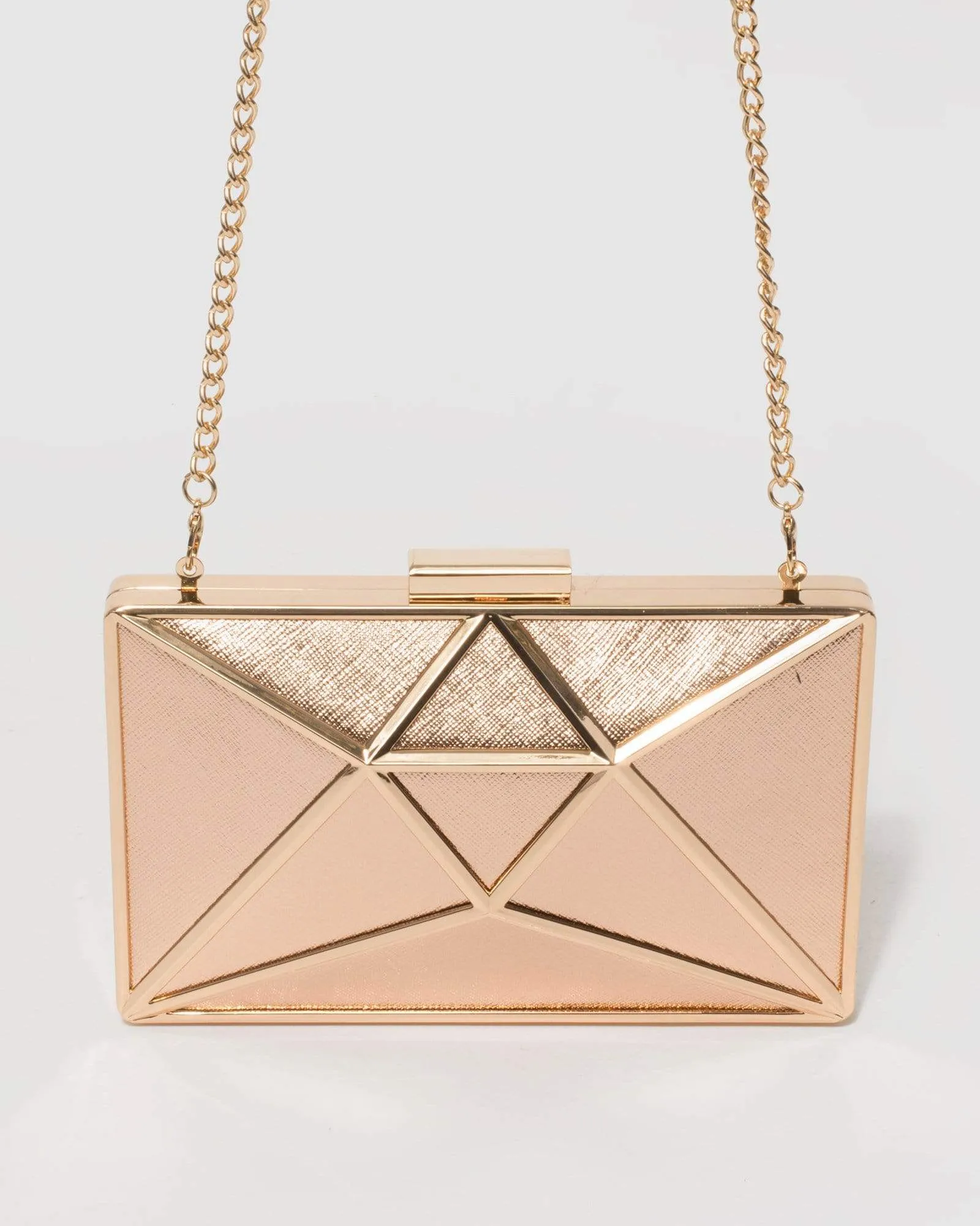 Rose Gold Geometric Large Clutch Bag