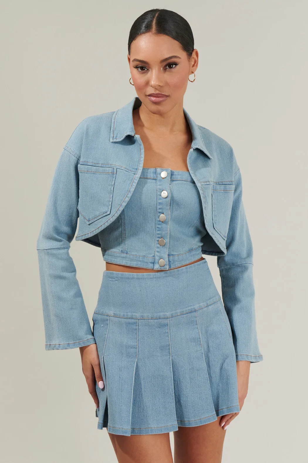 Roslyn Denim Bolero Cropped Jacket