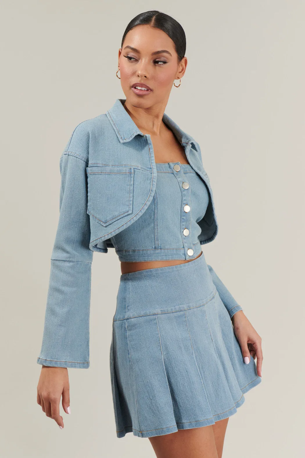 Roslyn Denim Bolero Cropped Jacket