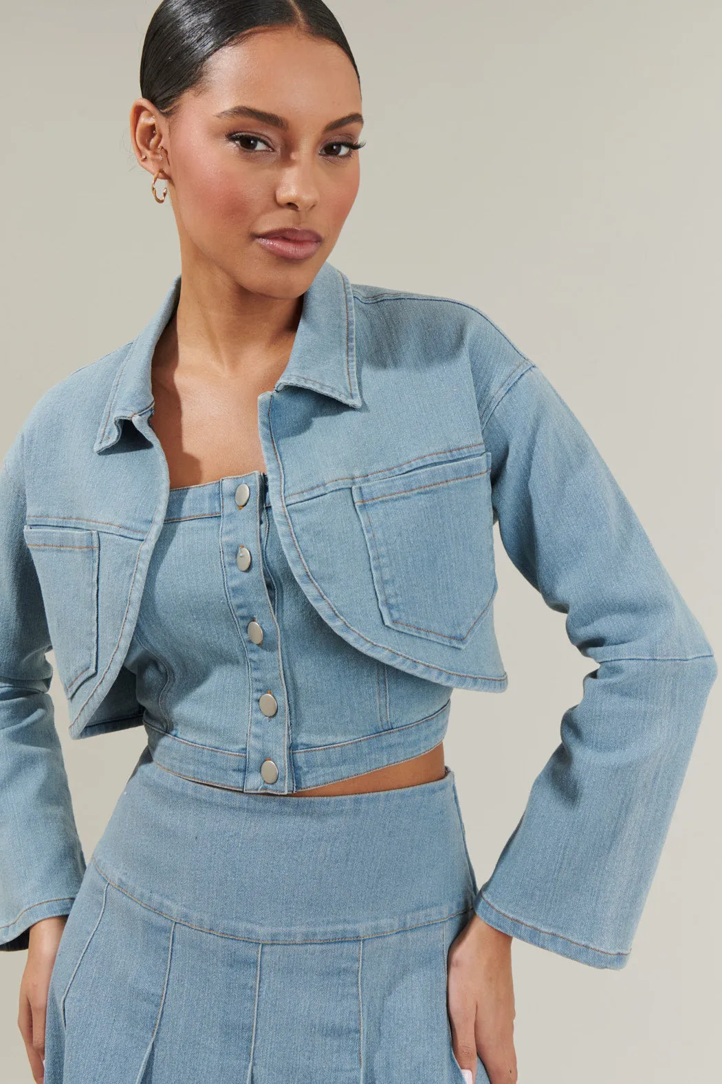 Roslyn Denim Bolero Cropped Jacket