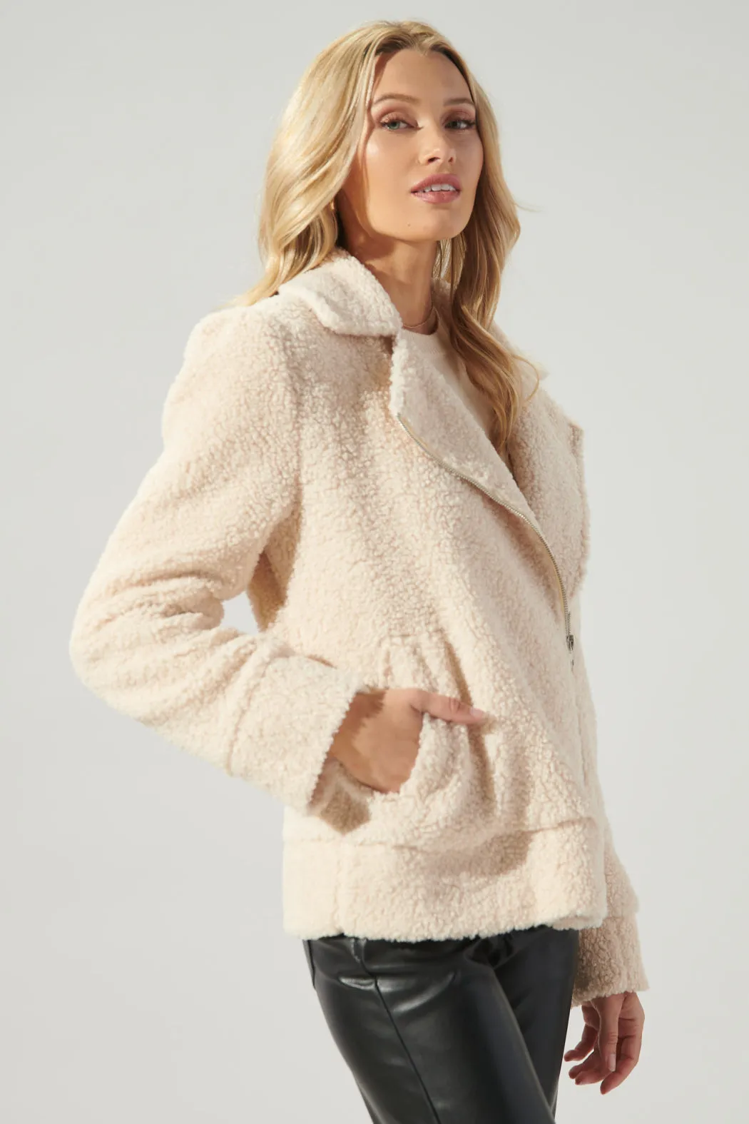 Rowan Faux Sherpa Moto Jacket