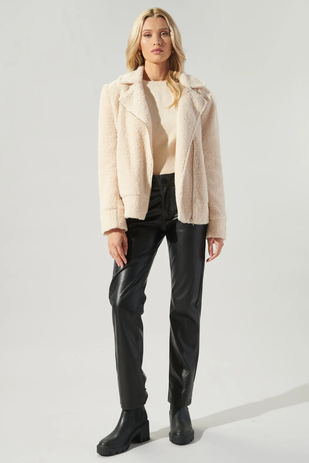 Rowan Faux Sherpa Moto Jacket