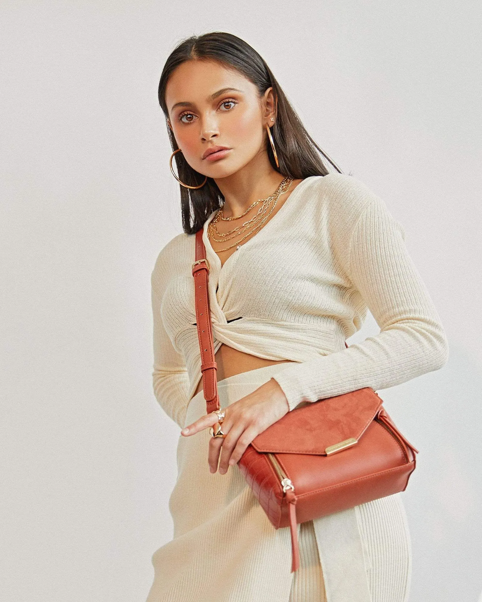 Rust Lydia Zip Crossbody Bag