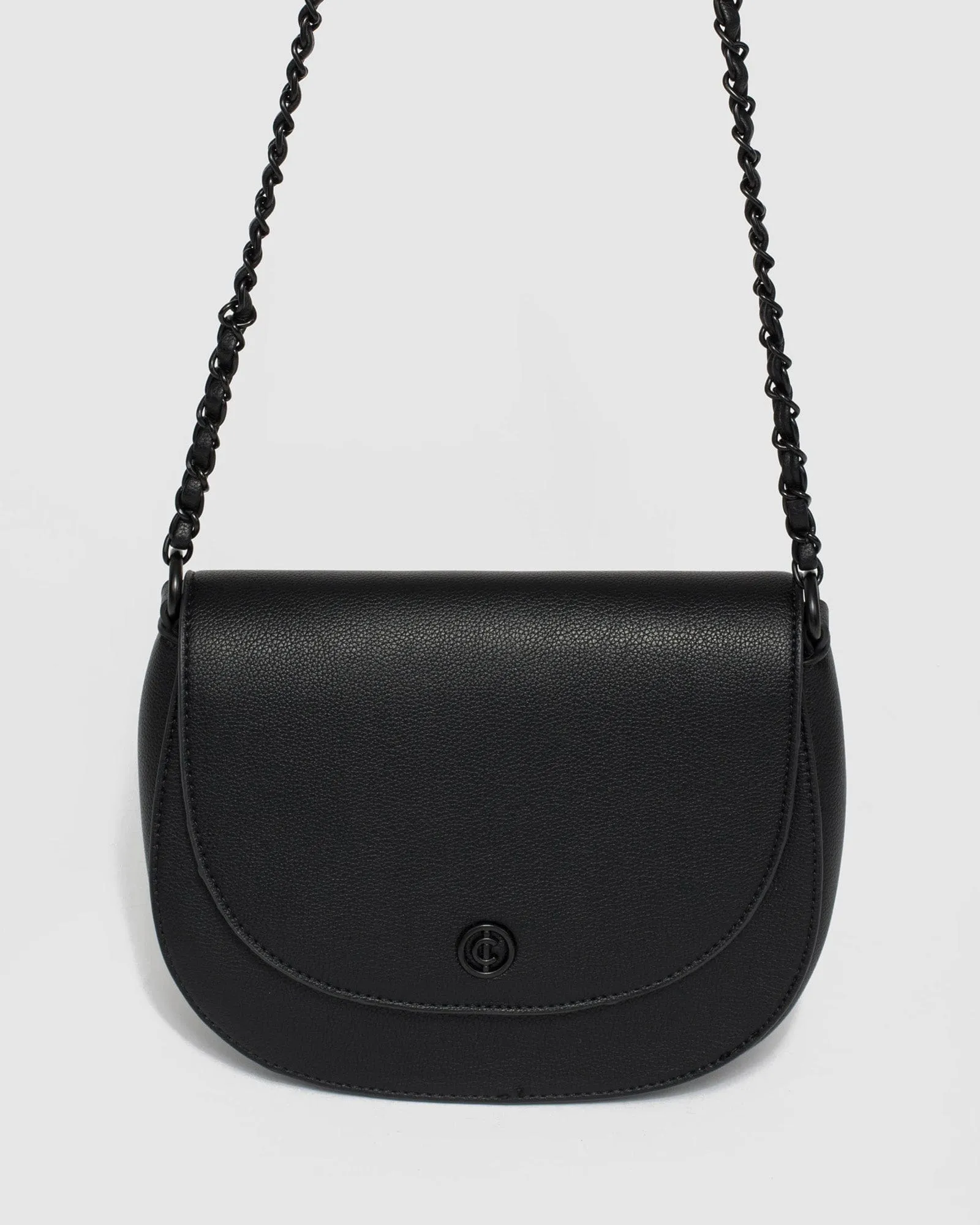 Sadie Black Saddle Crossbody Bag