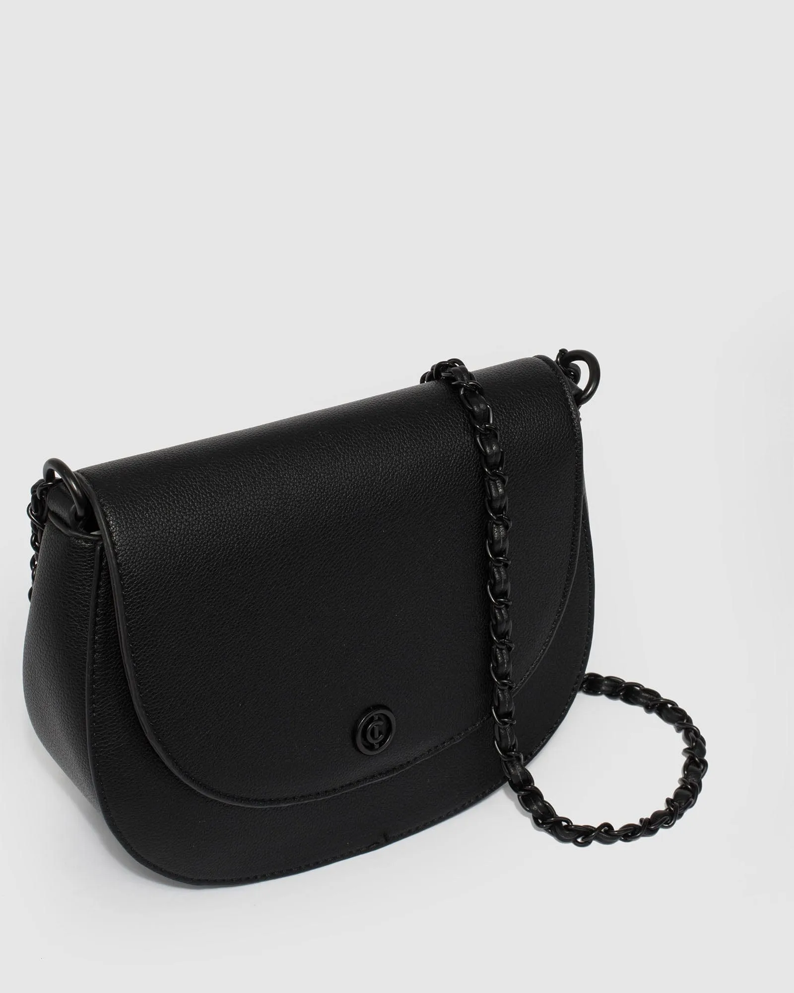 Sadie Black Saddle Crossbody Bag