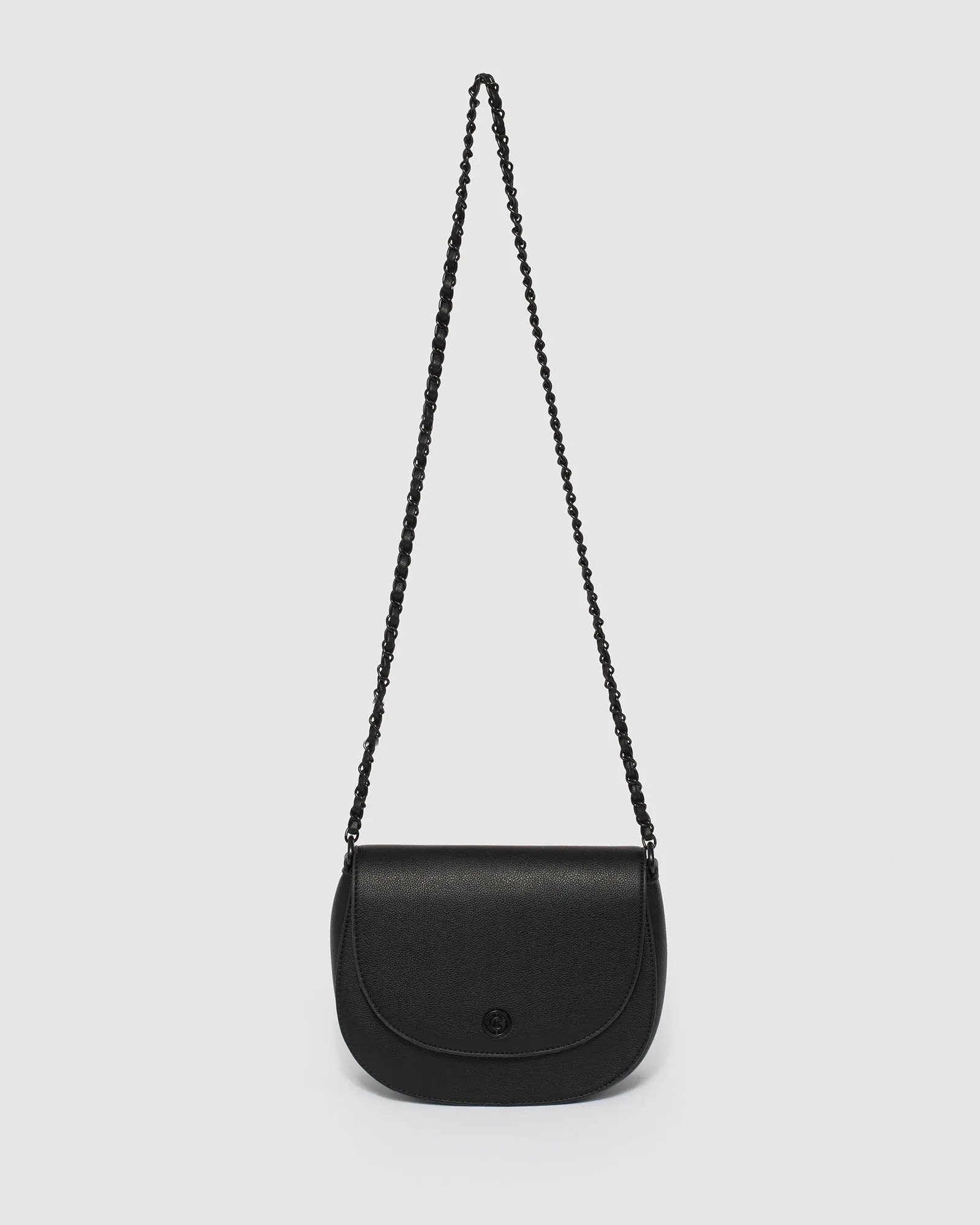 Sadie Black Saddle Crossbody Bag