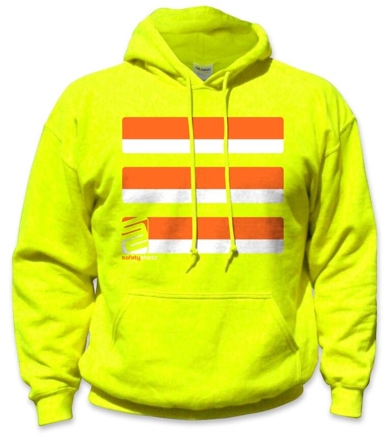 SafetyShirtz Men's Basic Hi-Vis Safety Stripe Hoodie in Yellow