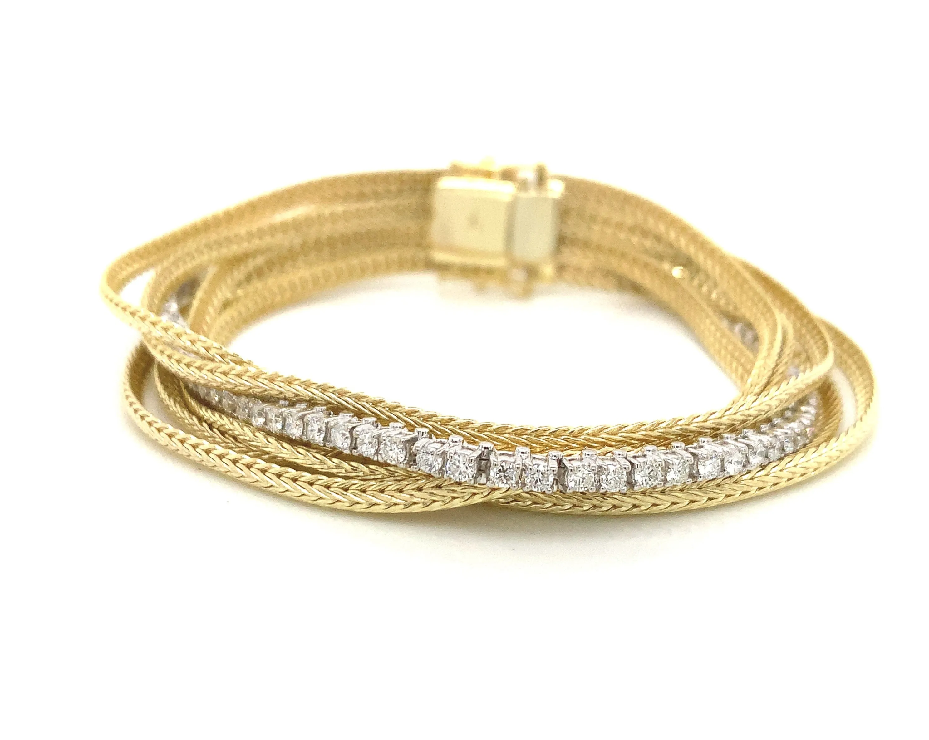 Seven Strand Wheat Chain & Diamond Tennis Bracelet