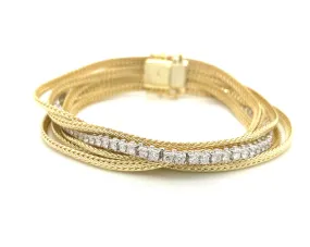 Seven Strand Wheat Chain & Diamond Tennis Bracelet