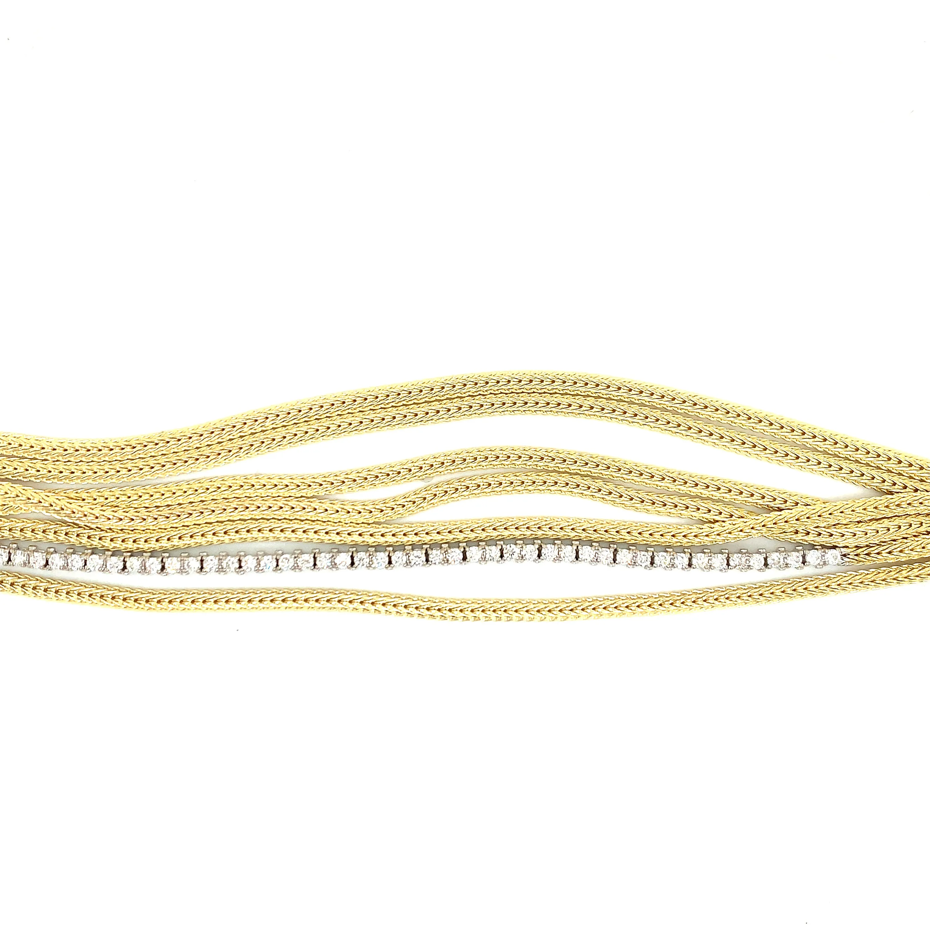 Seven Strand Wheat Chain & Diamond Tennis Bracelet