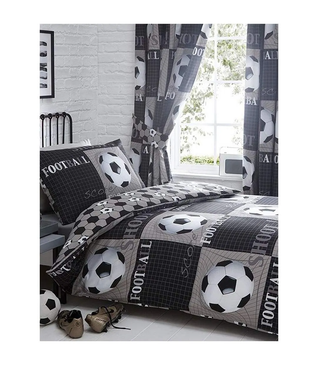 Shoot Soccer Ball Duvet Set (Gray/Black/White) - UTAG973