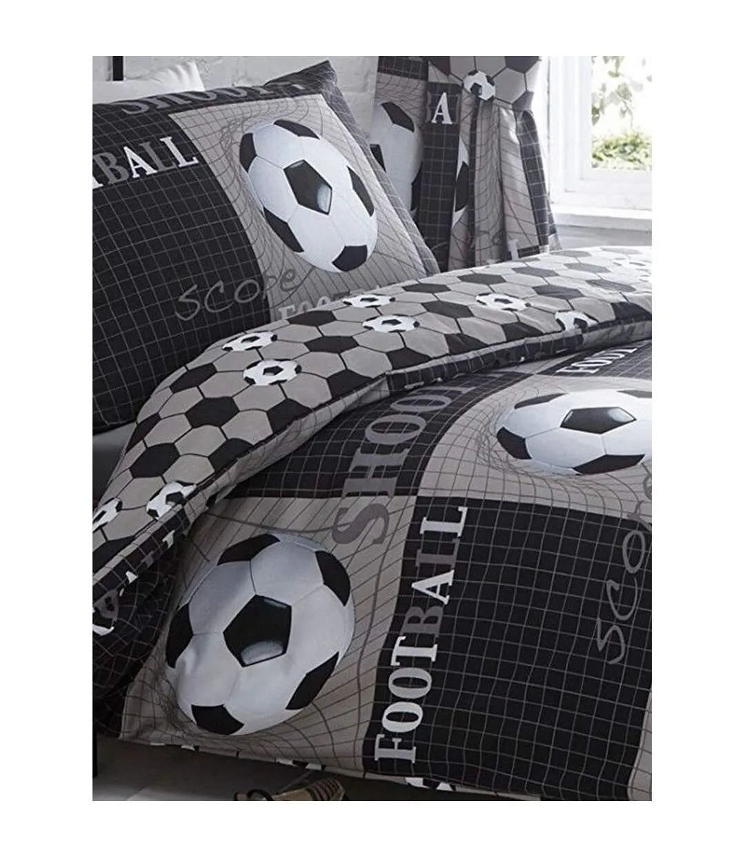 Shoot Soccer Ball Duvet Set (Gray/Black/White) - UTAG973