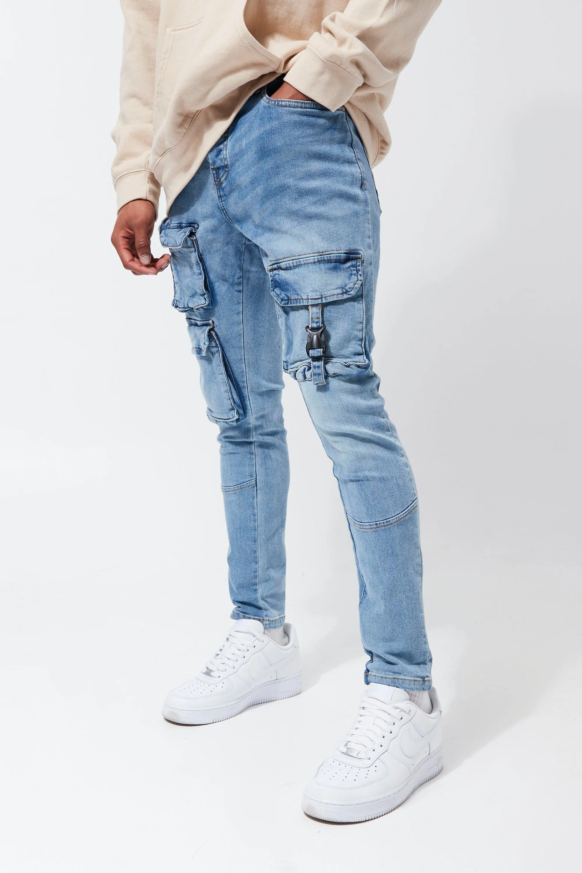 Skinny Stretch 3d Cargo Jeans