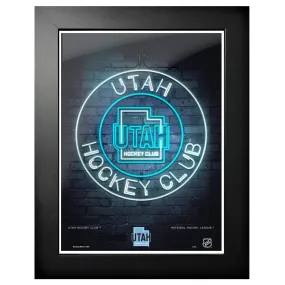 Sports Decor Utah Hockey Club Art | Neon Frame 12 x 16