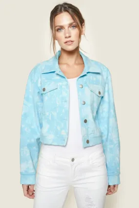 Stay Groovy Tie-Dye Cropped Denim Jacket