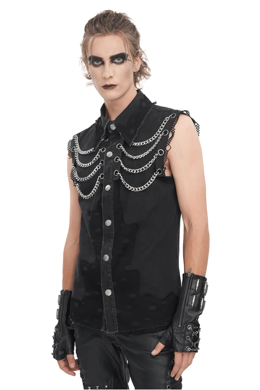 Steampunk Style Sleeveless Black Chain Vest for Men