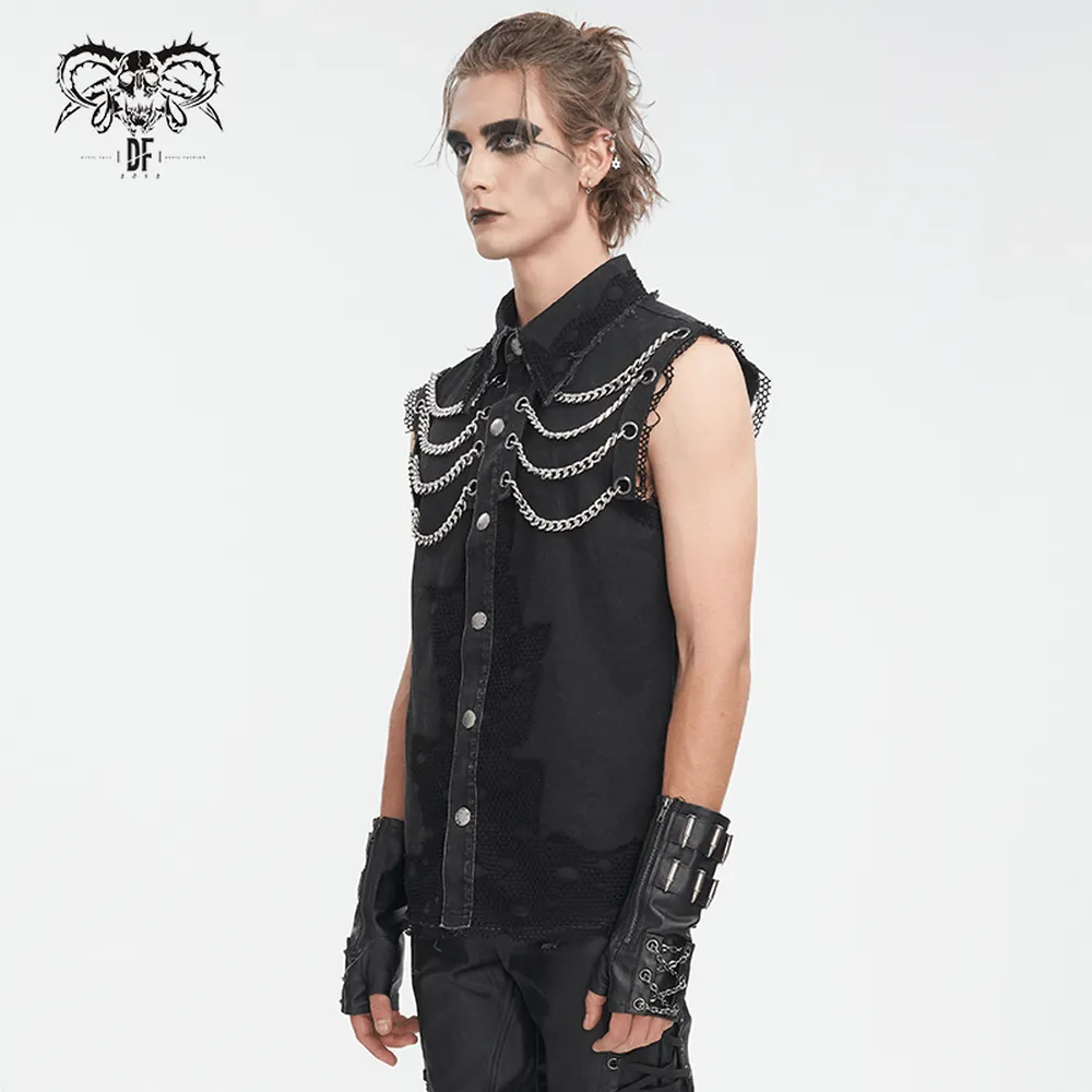 Steampunk Style Sleeveless Black Chain Vest for Men