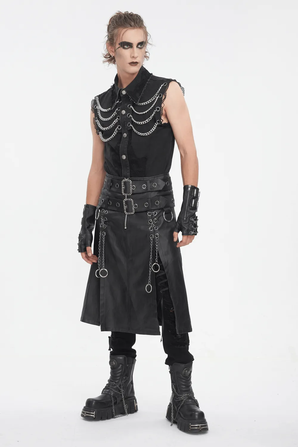 Steampunk Style Sleeveless Black Chain Vest for Men