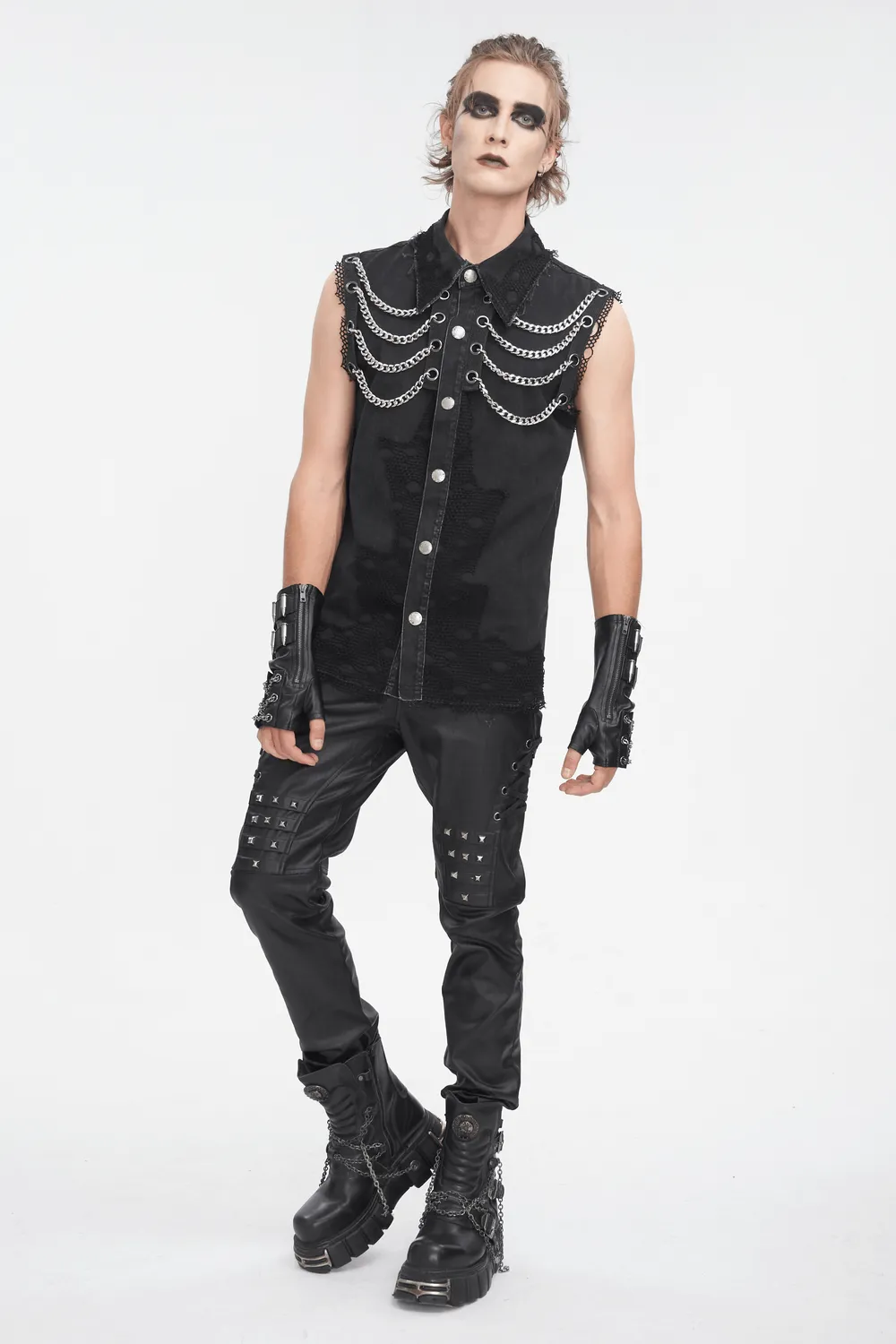 Steampunk Style Sleeveless Black Chain Vest for Men