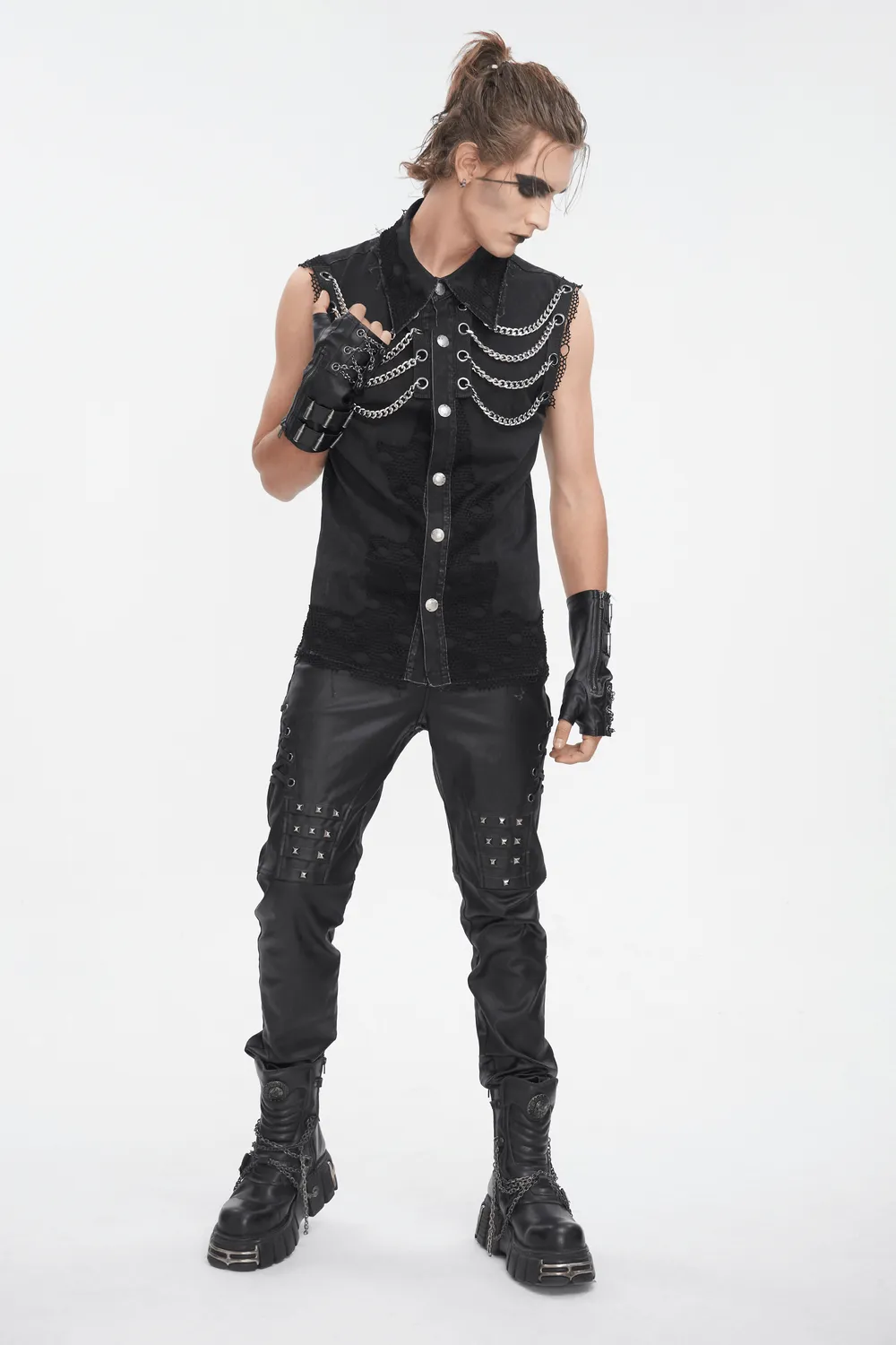 Steampunk Style Sleeveless Black Chain Vest for Men