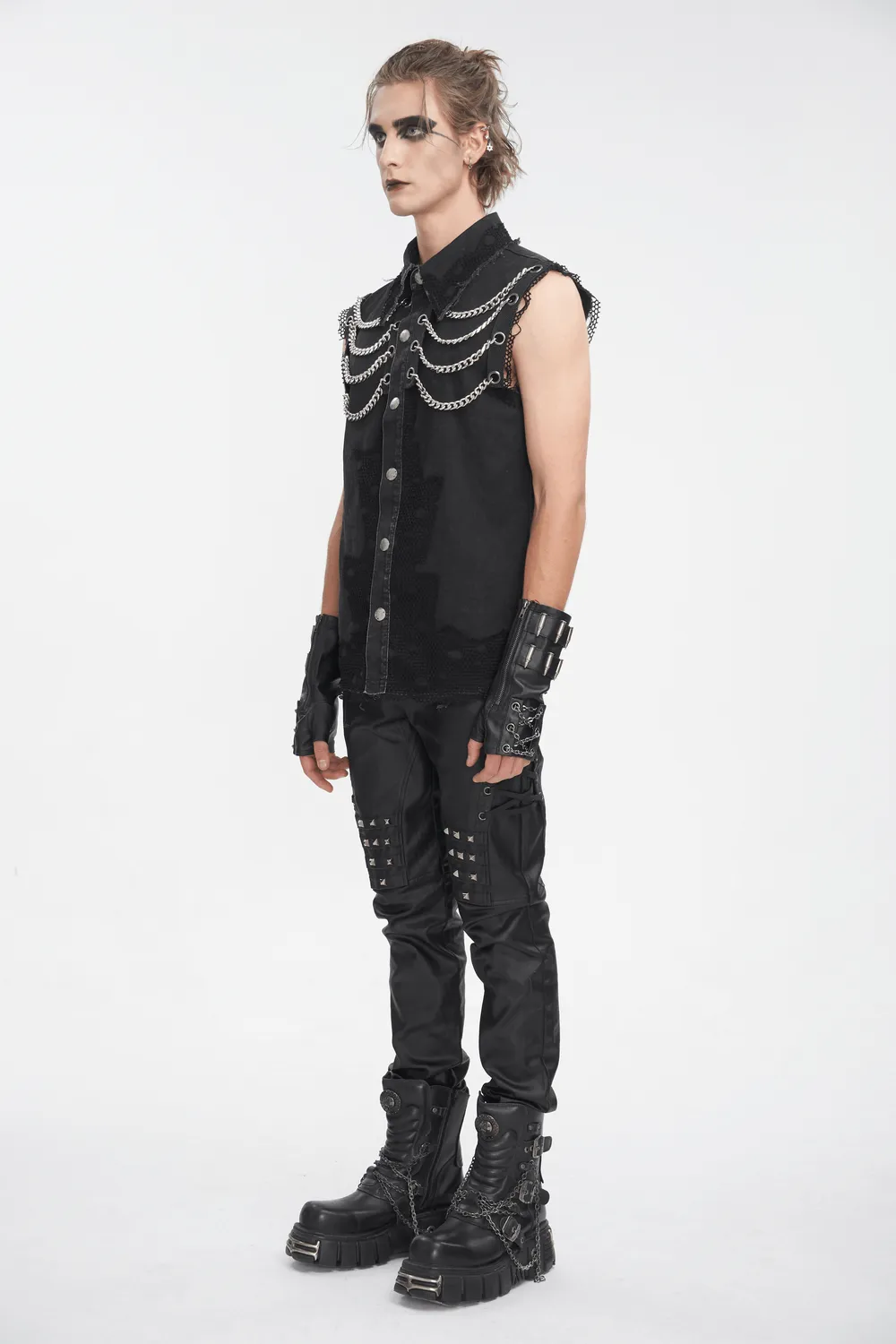 Steampunk Style Sleeveless Black Chain Vest for Men