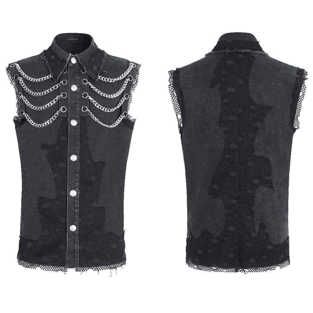 Steampunk Style Sleeveless Black Chain Vest for Men