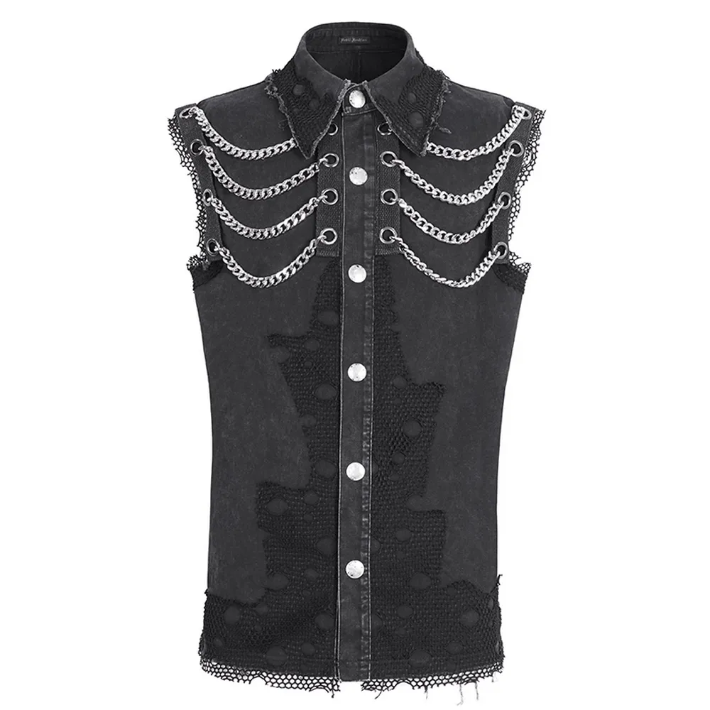 Steampunk Style Sleeveless Black Chain Vest for Men