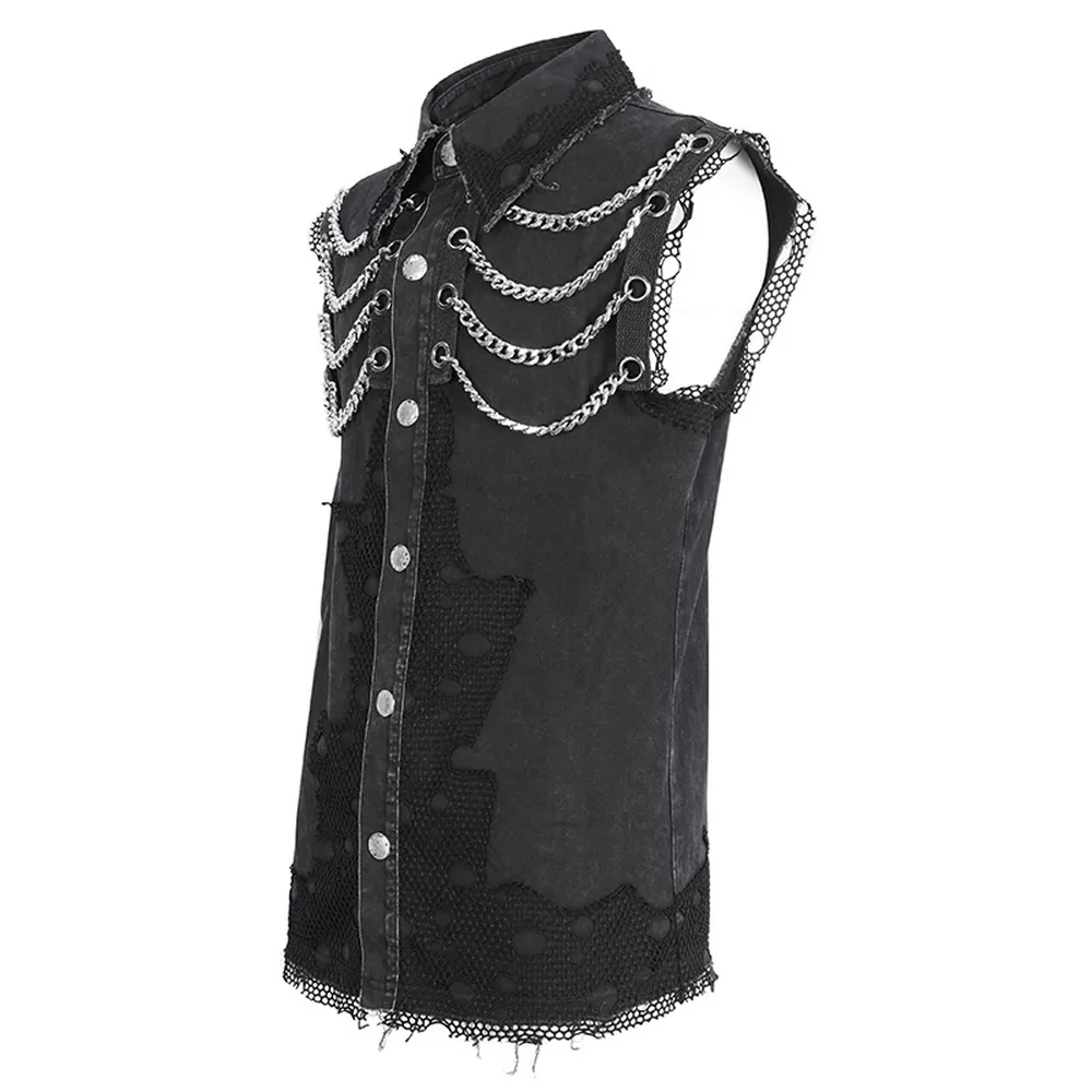 Steampunk Style Sleeveless Black Chain Vest for Men